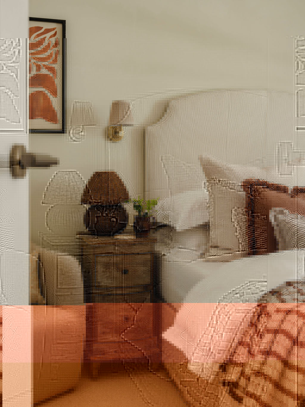 Small rattan table lamp
