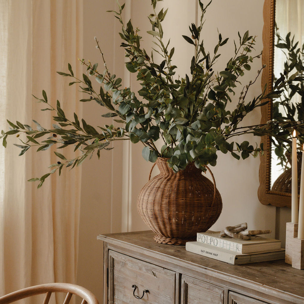 Medium Woven Vase and Olive Stems - Worth $148 - Bundle Price $118.40 Save 20%
