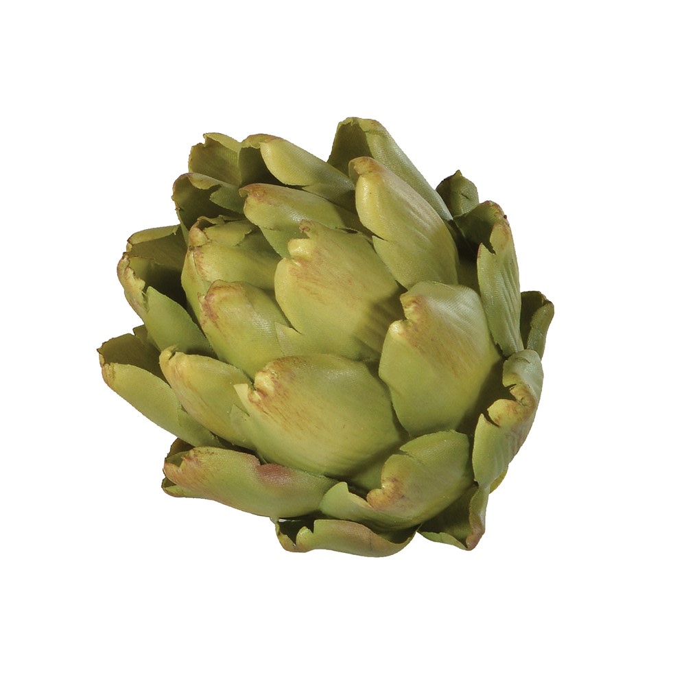 A set of three decorative faux green artichokes.