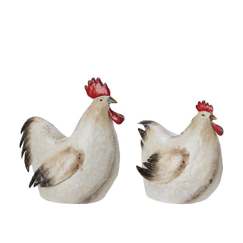 Rustic Metal Rooster and Hen
