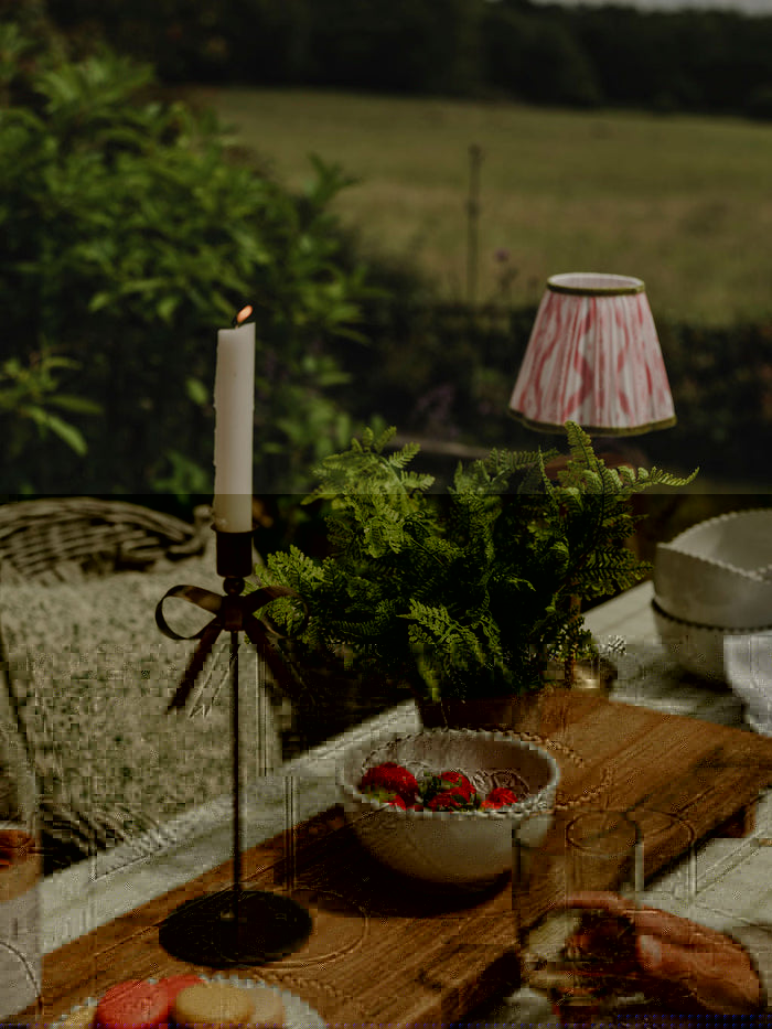 Decorative objects styled on a shelf