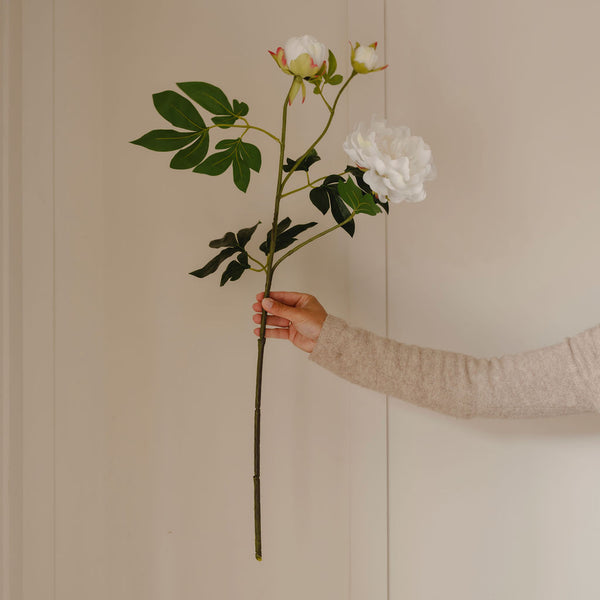 White peony faux stem