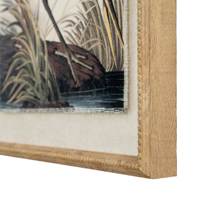 Heron Linen Wall Art | Beaded Frame Wildlife Illustration