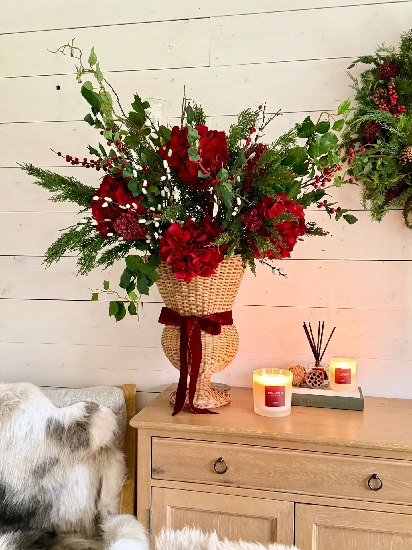 Faux Red Velvet Hydrangea