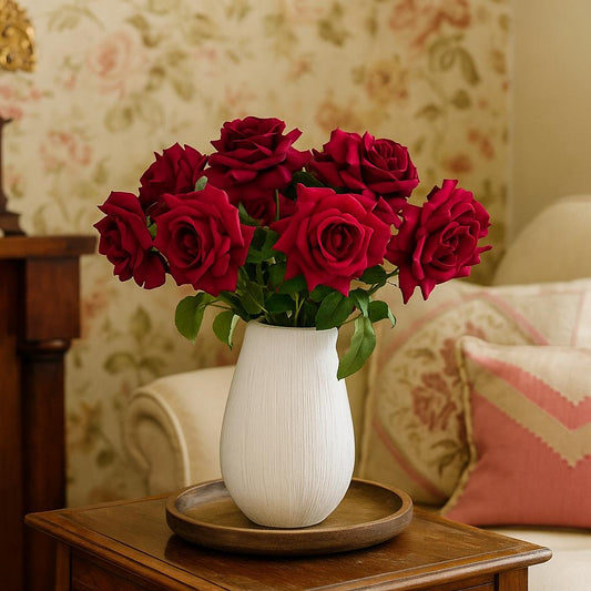 Artificial Red Tea Rose Stem