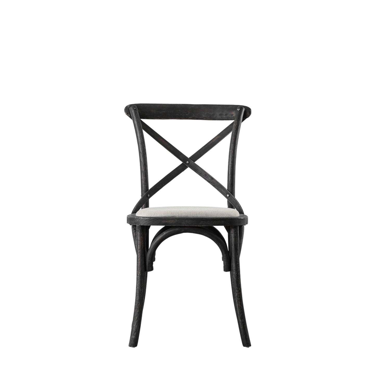 Set of 2 Black Linen Bistro Chairs