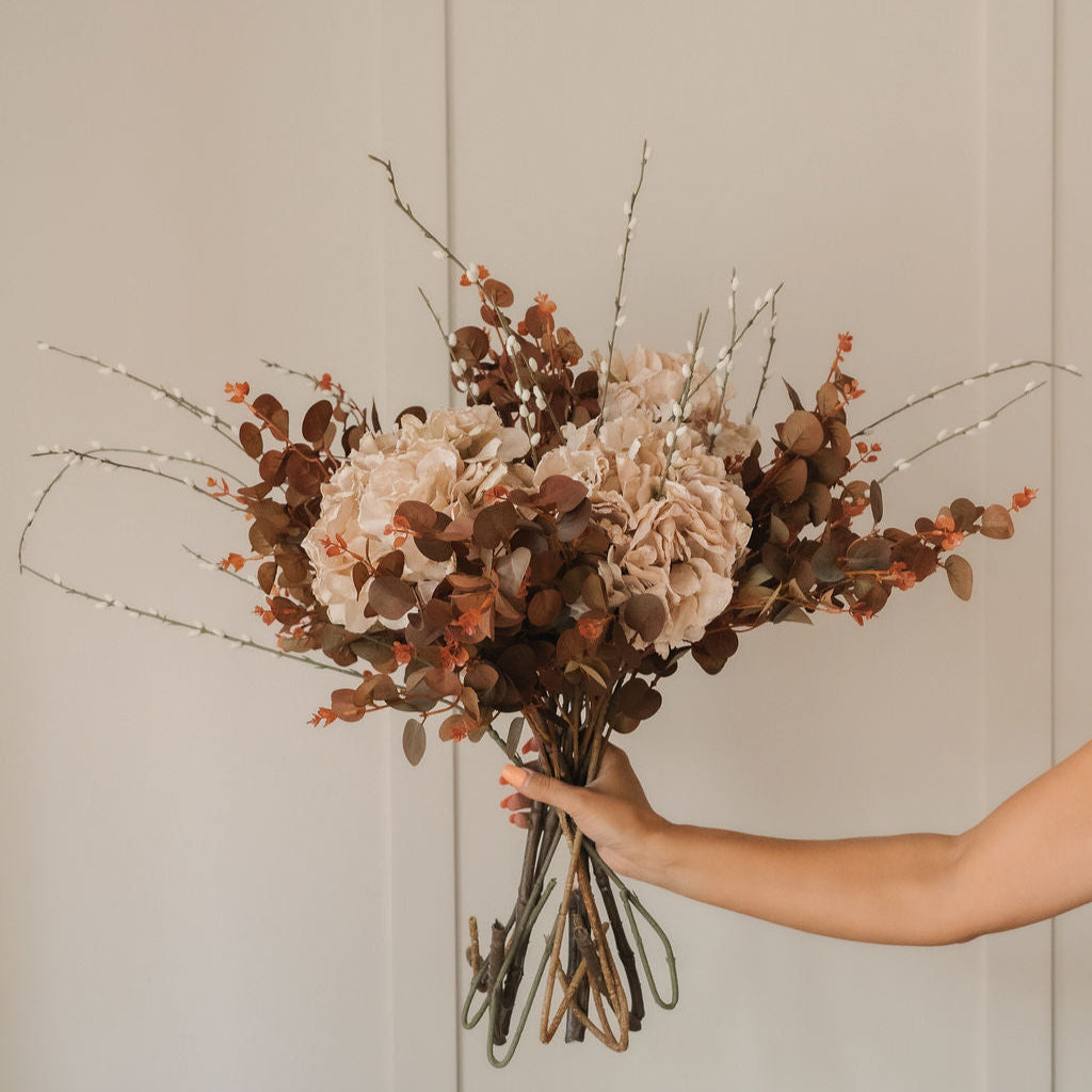 Faux Dried Antique Cream Hydrangea