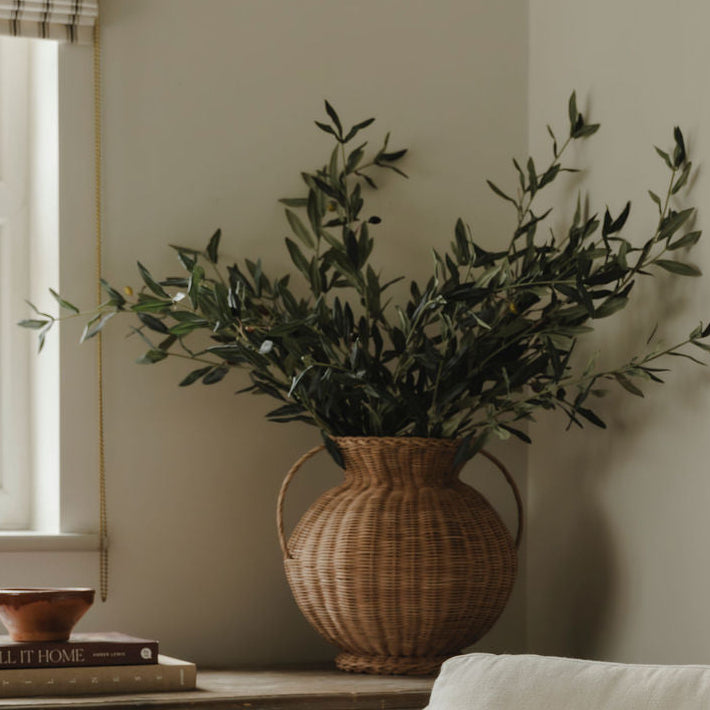 Medium Woven Vase and Olive Stems - Worth $148 - Bundle Price $118.40 Save 20%