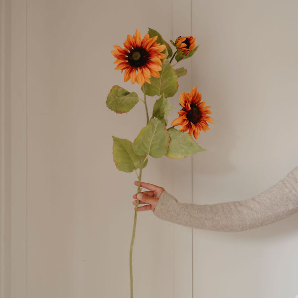 Orange sunflower faux stem