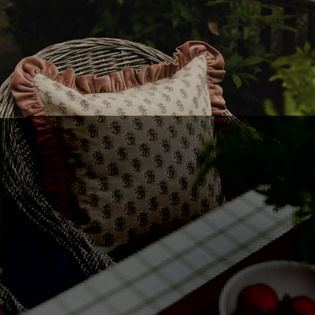 Matilda Velvet Ruffle Cushion - Rosewood