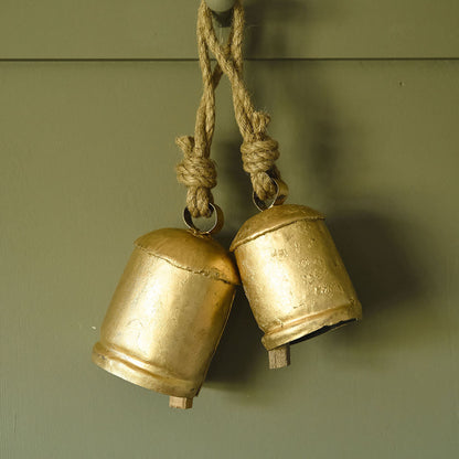 Antique Brass Cow Bells Set of Two