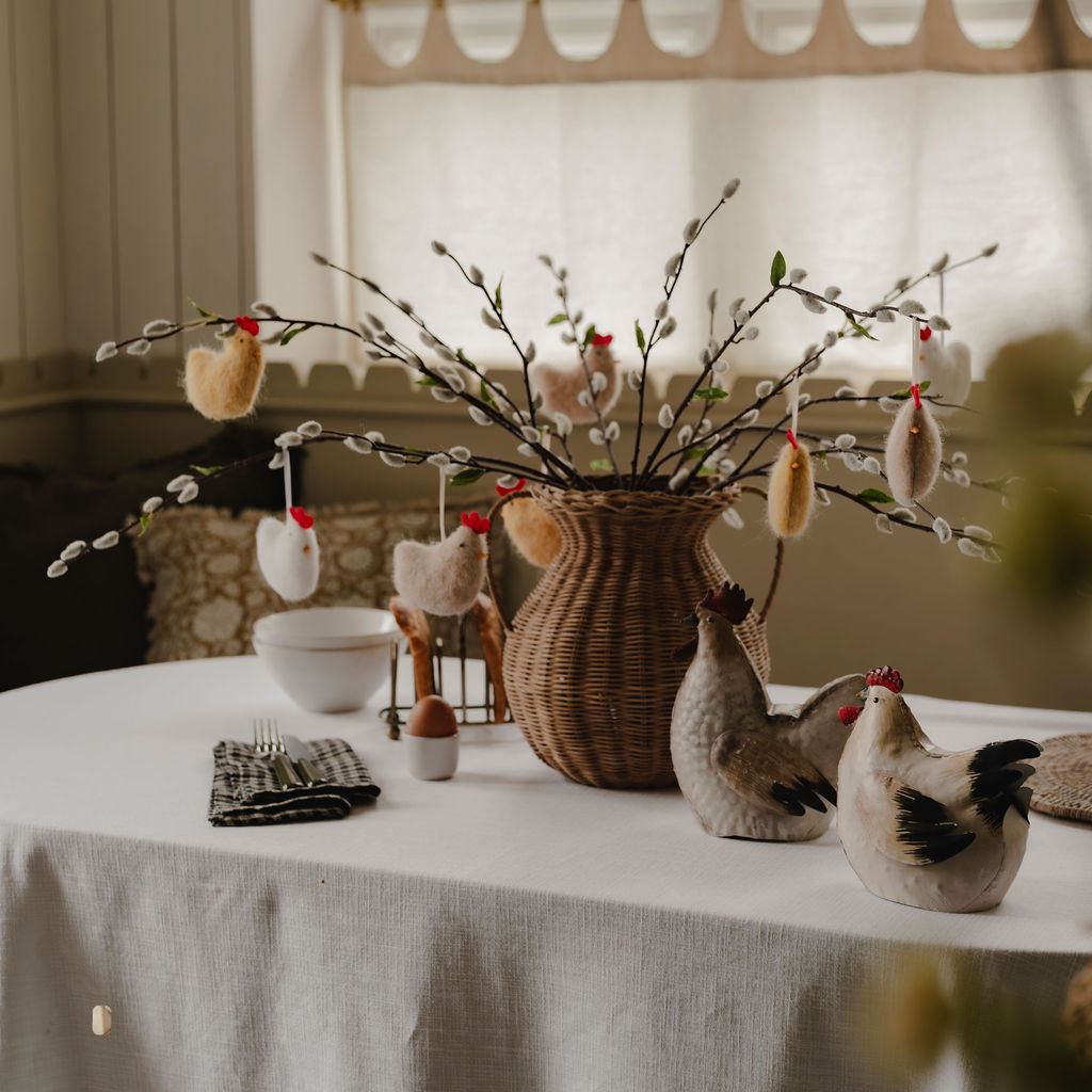 Set of 3 Mixed Hanging Felt Hens