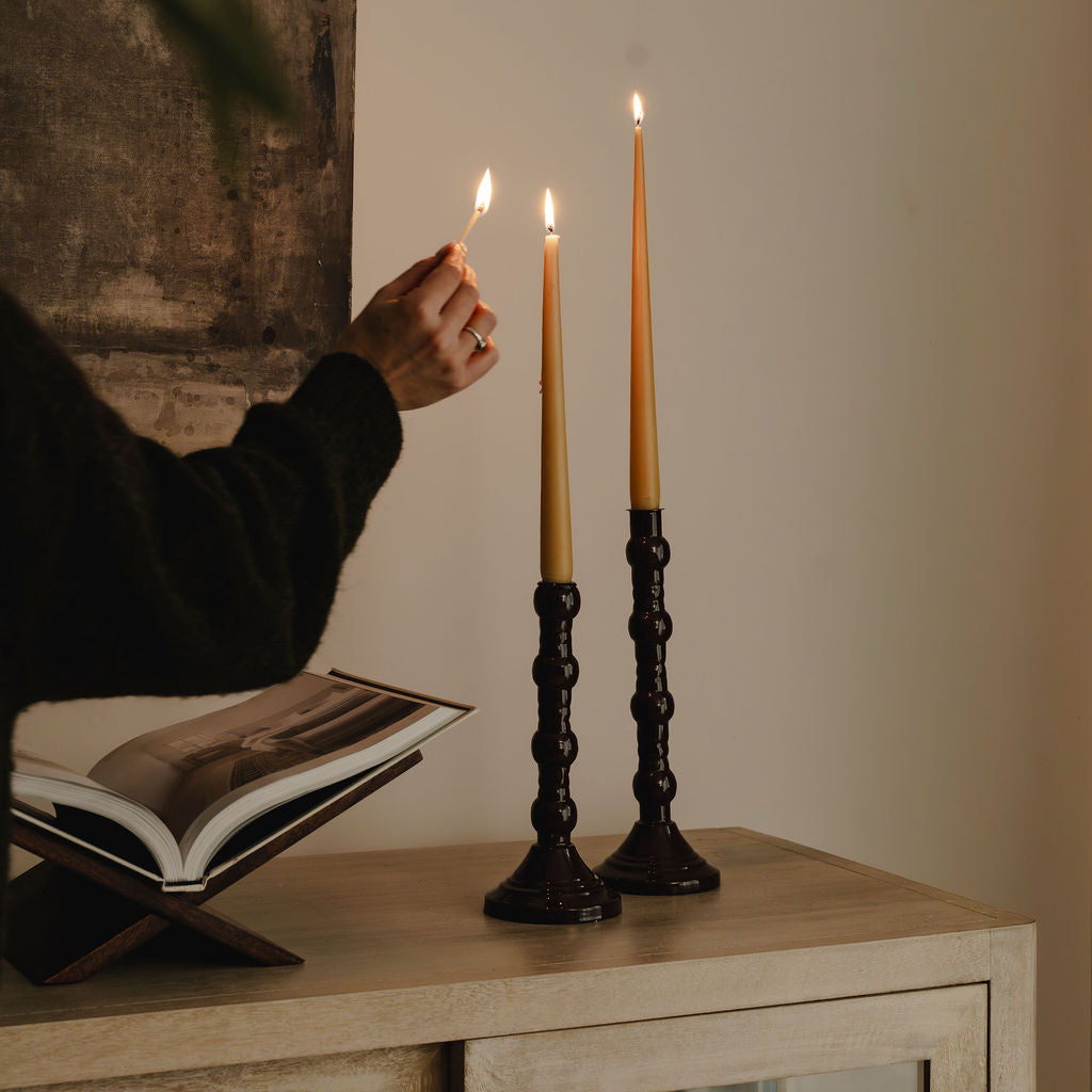 Mocha Metal Shaped Candlestick Holders