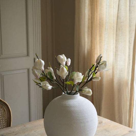 Luxury Short White Faux Magnolia