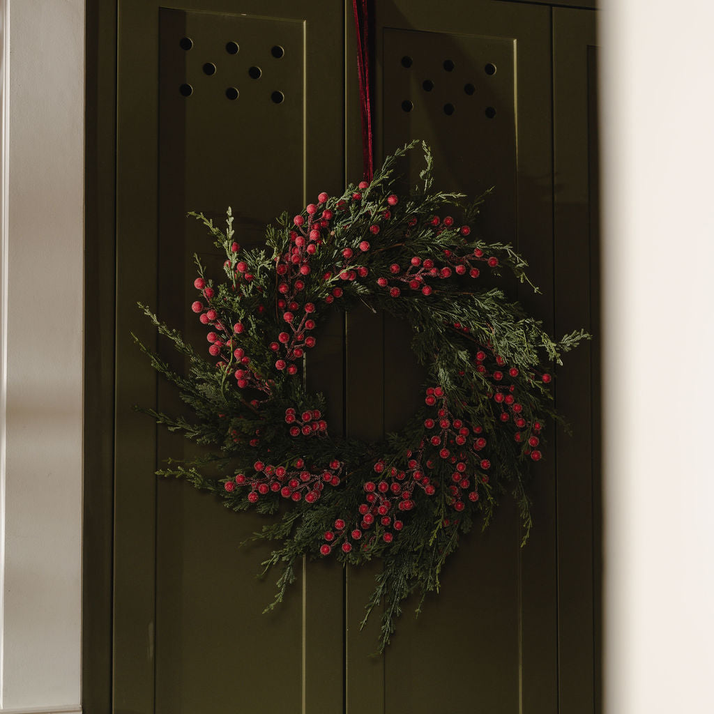 Cedar and Frosted Berry Artificial Wreath