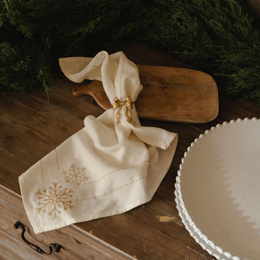 Gold Snowflake Napkins – Set of 4