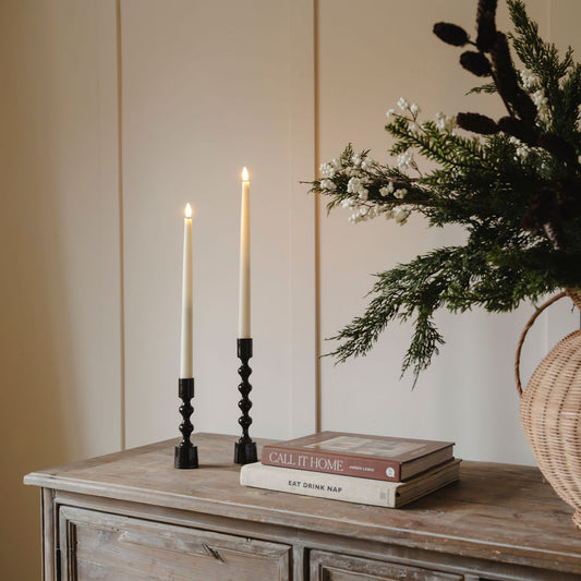 Dark Brown Metal Candlesticks (Set of 2)