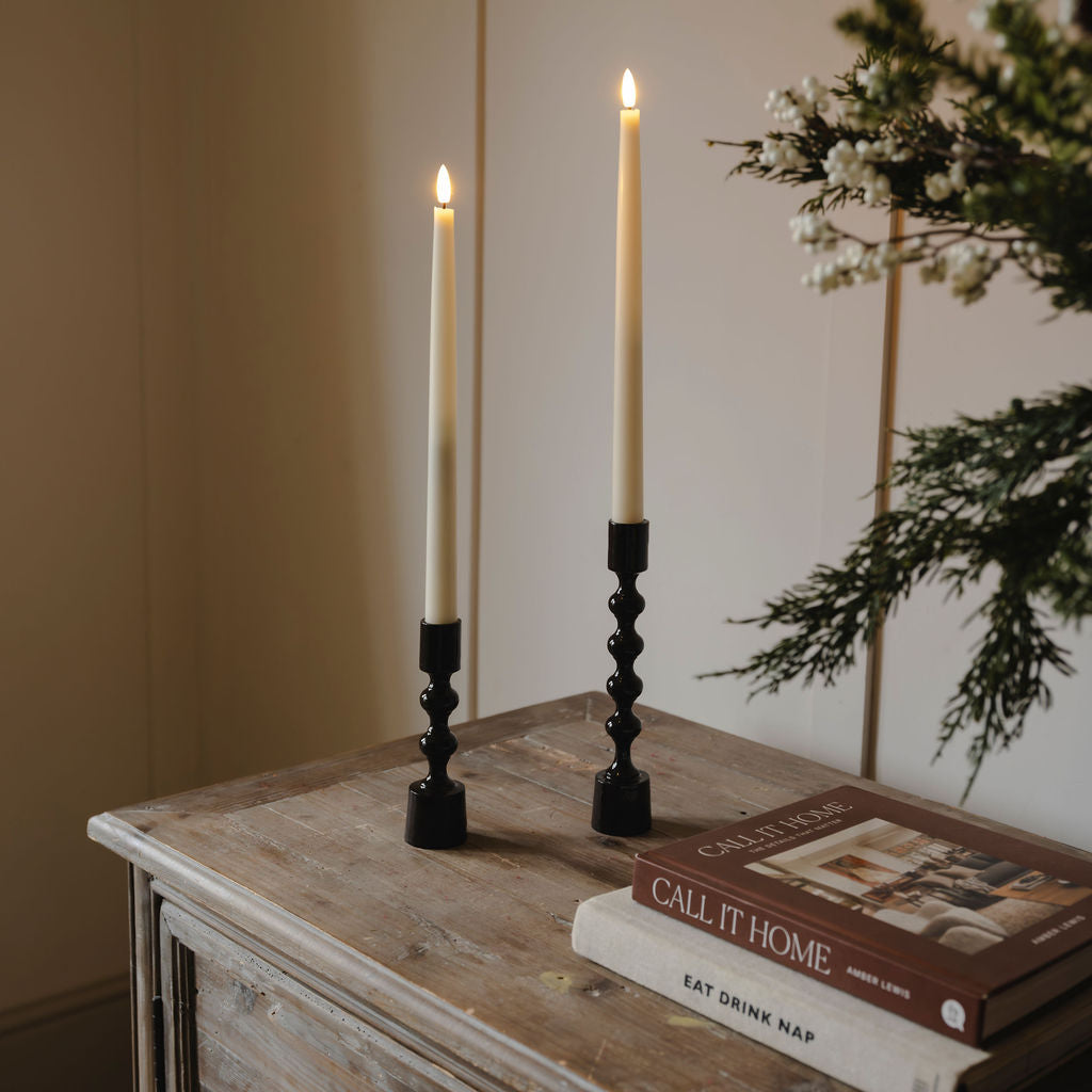 Dark Brown Metal Candlesticks (Set of 2)
