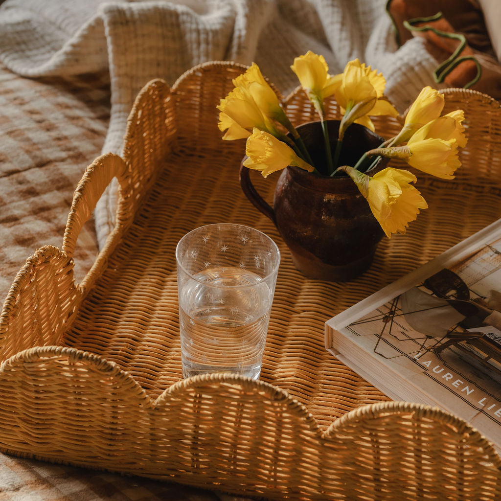 (Slight Seconds) Large Scalloped Wicker Tray