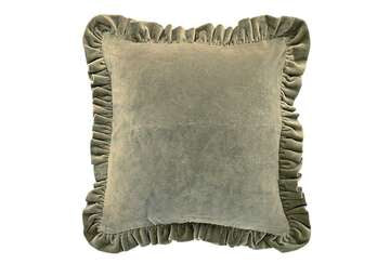 Matilda Velvet Ruffle Cushion - Olive