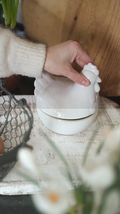Ceramic Hen Egg Basket