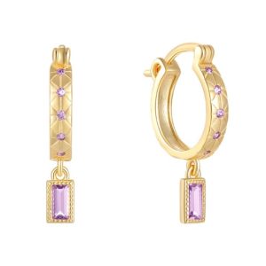 cubic zirconia stud hoop earrings