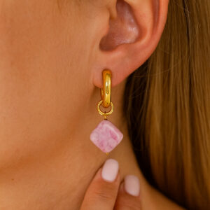 pink natural stone earrings