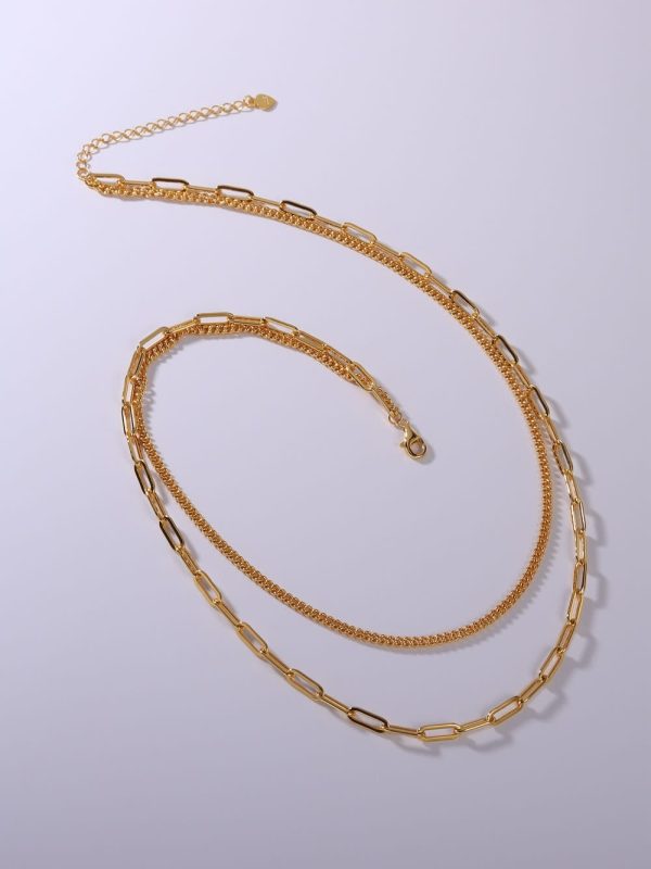 two layered link gold necklace