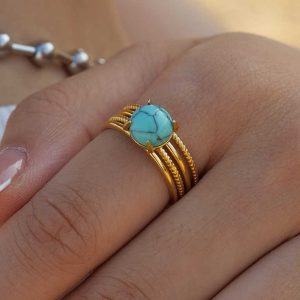 turquoise natural stone ring