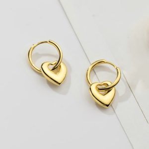 heart mini hoop earrings gold