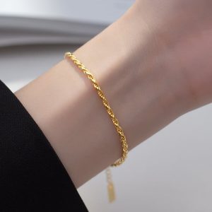 irregular twist gold chain bracelet