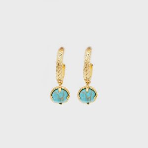 turquoise woven hoop earrings