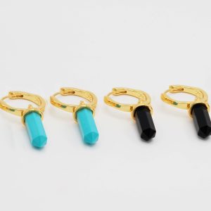 turquoise and black drop earrings