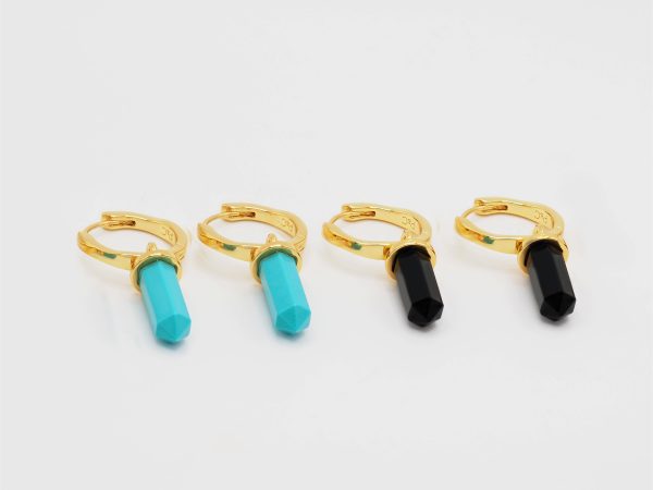 turquoise and black drop earrings