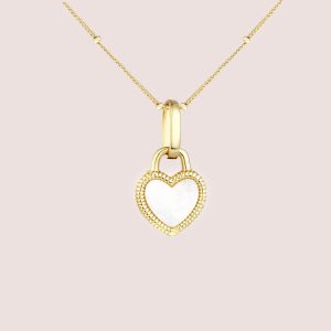 Shell Heart Pendant Beaded Chain Necklace