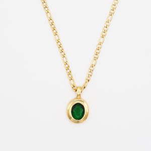 green agate pendant necklace gold