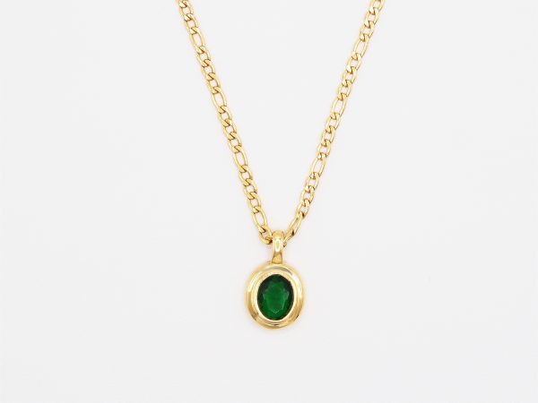 green agate pendant necklace gold