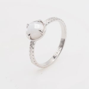 moonstone round silver ring