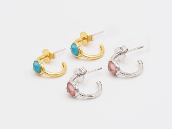 turquoise and pink mini hoops