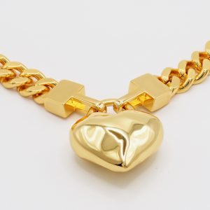 large heart gold choker necklace