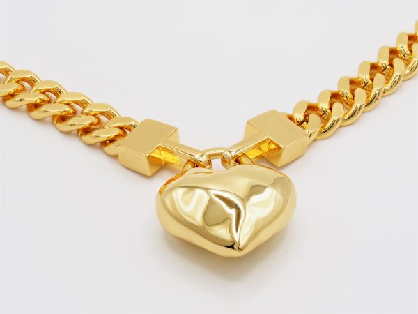 large heart gold choker necklace