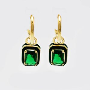 green cubic zirconia earrings