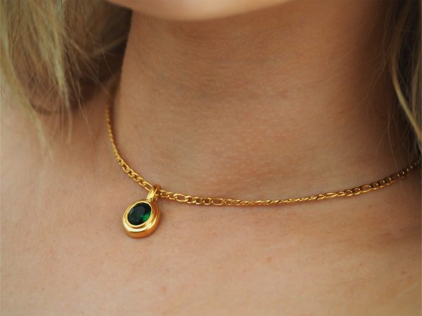 green agate pendant necklace gold