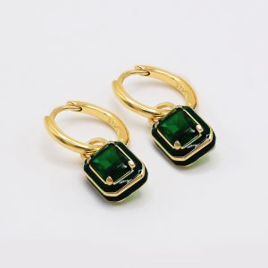 green cubic zirconia earrings