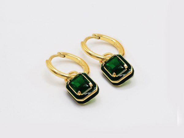 green cubic zirconia earrings