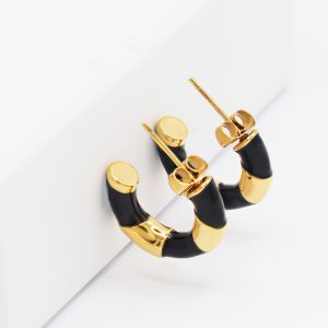 black and gold hoop earrings