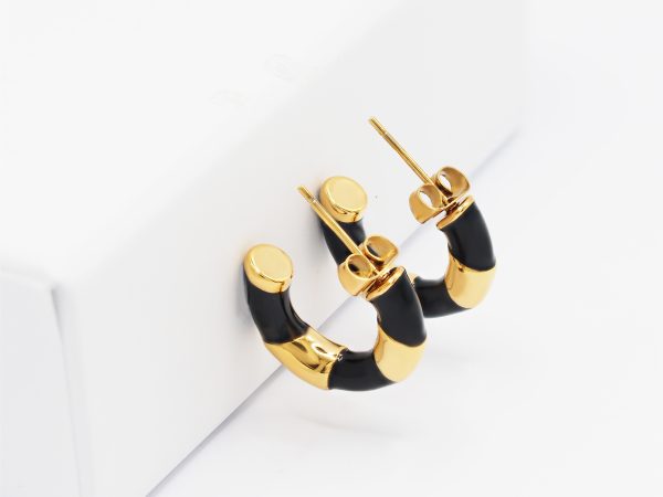 black and gold hoop earrings