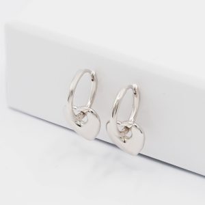 heart mini hoop earrings silver