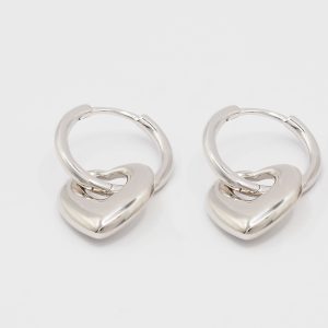 heart mini hoop earrings silver