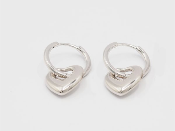 heart mini hoop earrings silver